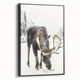 Black and white landscape art painting on framed canvas, depicting a serene winter scene, ideal for bedroom decor.