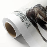 Art deco poster featuring a winter scene in muted blue and white tones on rolled canvas, ideal for nursery wall art.