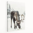 Winter scene with muted blue and gray tones on a stretched canvas, suitable for kitchen wall art.