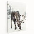Winter scene with muted blue and gray tones on a stretched canvas, suitable for kitchen wall art.