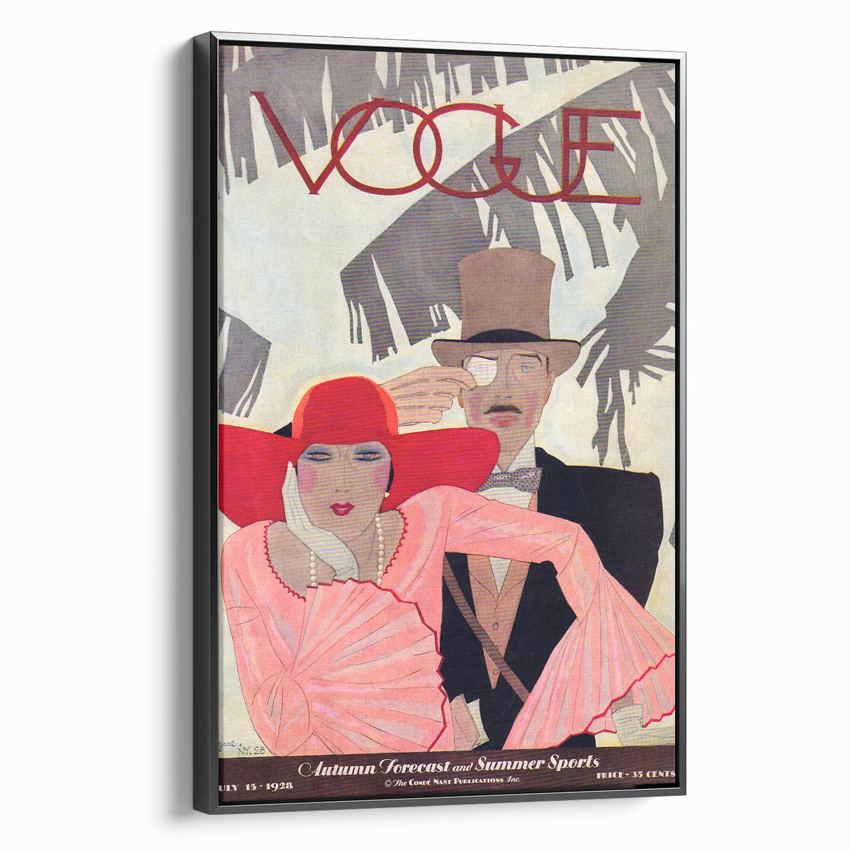 Vintage Vogue Wall Art - 1928 Stylish Couple Illustration Print