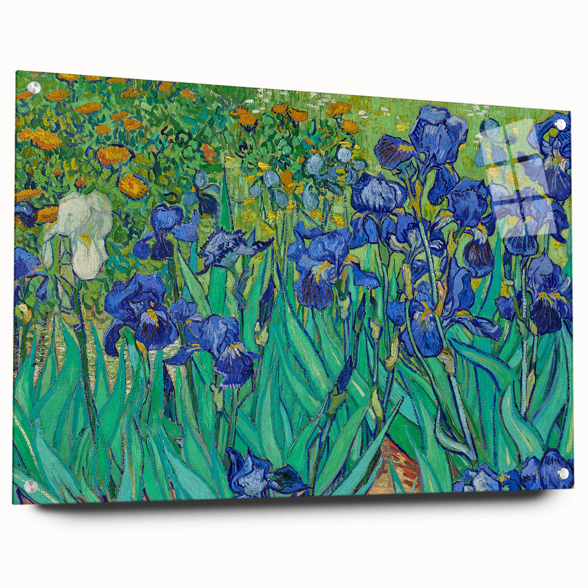 Acrylic print of a Van Gogh-inspired large abstract wall art with vibrant colors, ideal for bedroom or dining room decor.