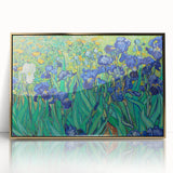 Mid-century modernist art depicting a Van Gogh-inspired scene on a gold-framed acrylic, featuring vibrant color tones.
