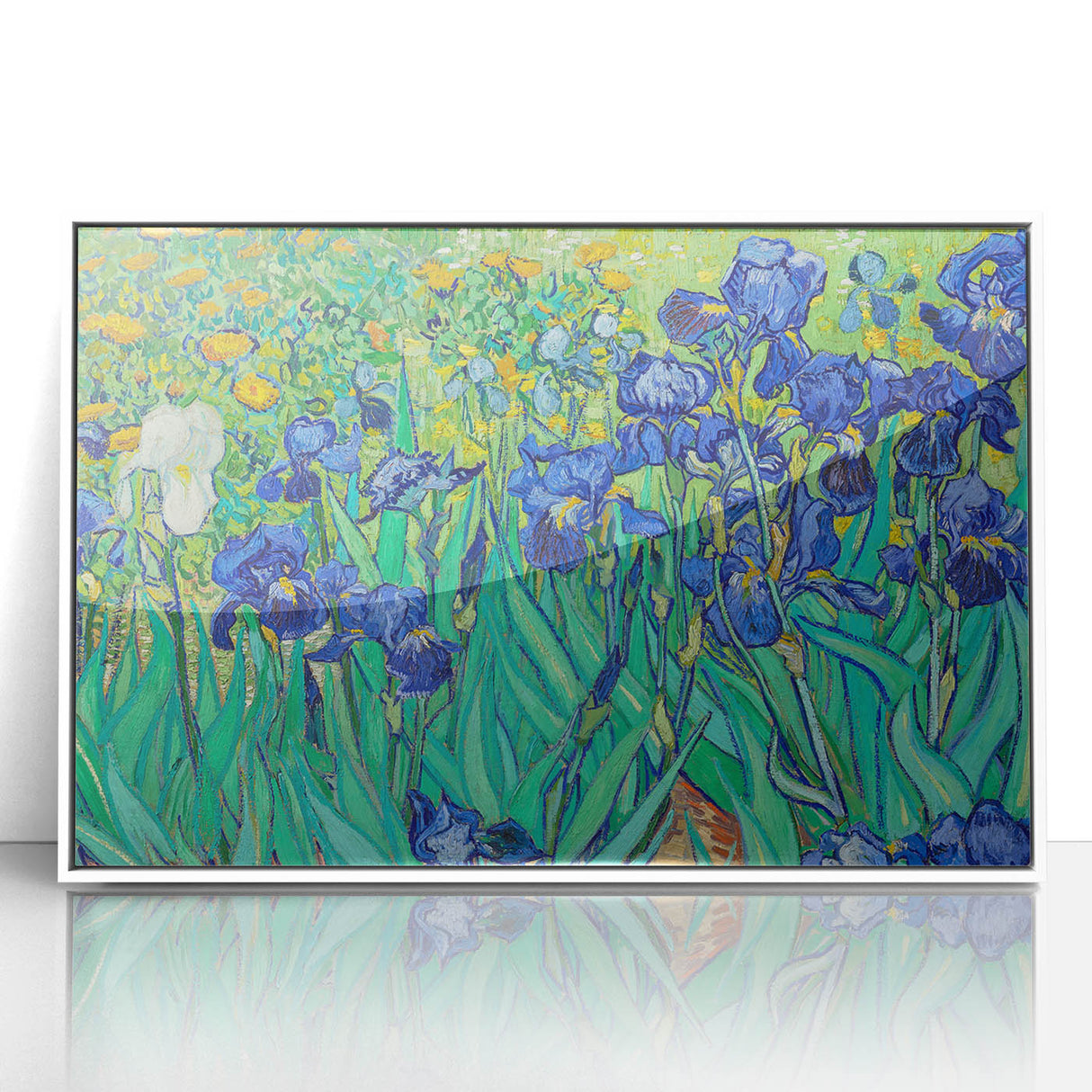 Large art print of Van Gogh's painting in mid-century modernist style, acrylic frame, ideal for nursery wall art.
