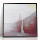 Ethereal Tree Wall Art – Soft Red & Yellow Dining Print