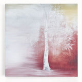 Ethereal Tree Wall Art – Soft Red & Yellow Dining Print