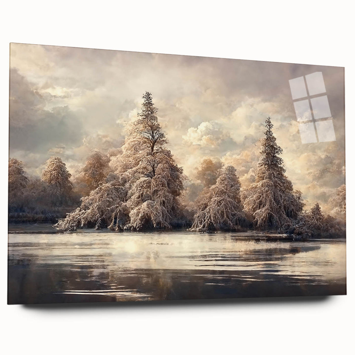 Abstract floral wall art design displayed in acrylic glass, showcasing vibrant colors and intricate details. Side view emphasizes sleek edges and modern aesthetic, perfect for contemporary home decor.