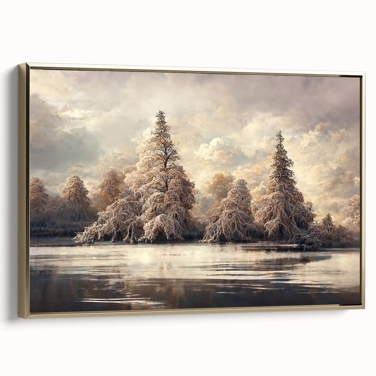 Abstract floral wall art in a sleek gold frame, showcasing vibrant colors and intricate patterns, ideal for modern home decor. Side view highlights the frame's elegant design and craftsmanship, adding sophistication to any interior space.