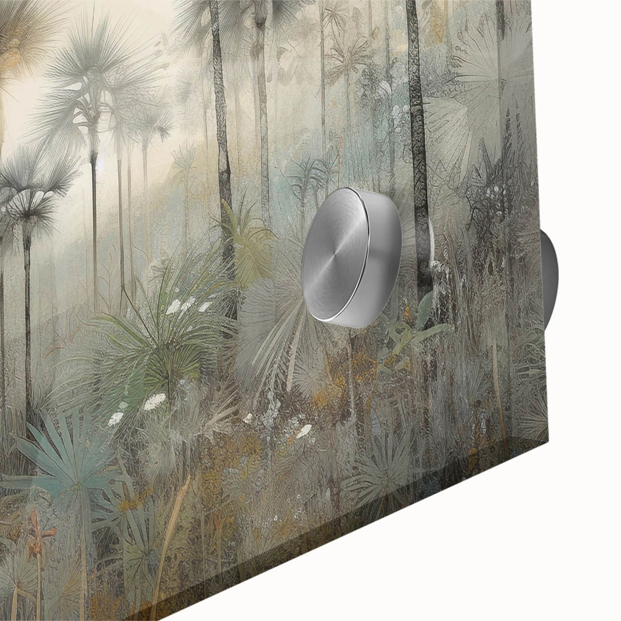 Close-up of an abstract landscape wall art piece featuring vibrant colors and fluid shapes, designed with acrylic glass for a modern aesthetic. Perfect for enhancing contemporary decor.