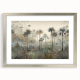 Abstract landscape wall art framed in silver, showcasing a serene blend of colors and textures, enhancing modern interior decor with elegance and style.