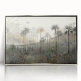 Framed abstract landscape wall art in silver acrylic, showcasing vibrant colors and modern design, perfect for enhancing contemporary home decor settings.