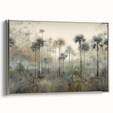 Framed abstract landscape wall art featuring a silver frame and vibrant colors, showcasing a modern design that enhances contemporary interiors. Ideal for adding elegance to living spaces.