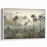 Framed abstract landscape wall art featuring vibrant colors and dynamic brush strokes, displayed from a white side view, perfect for modern home decor.