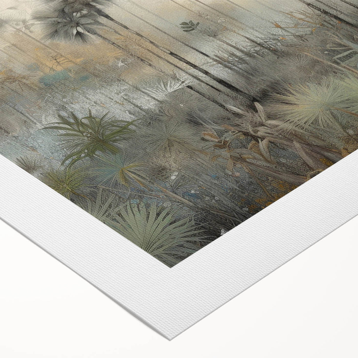 Abstract landscape wall art on rolled canvas, showcasing vibrant hues of blue and green with an intricate texture, ideal for modern home decor.