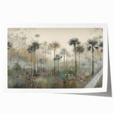 Abstract landscape wall art print featuring vibrant colors of blue, green, and gold, rolled for shipping in a protective tube, ideal for modern home decor.