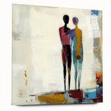 Abstract figurative acrylic artwork displayed from the side, showcasing vibrant colors and smooth glass finish, ideal for modern decor and artistic expression.