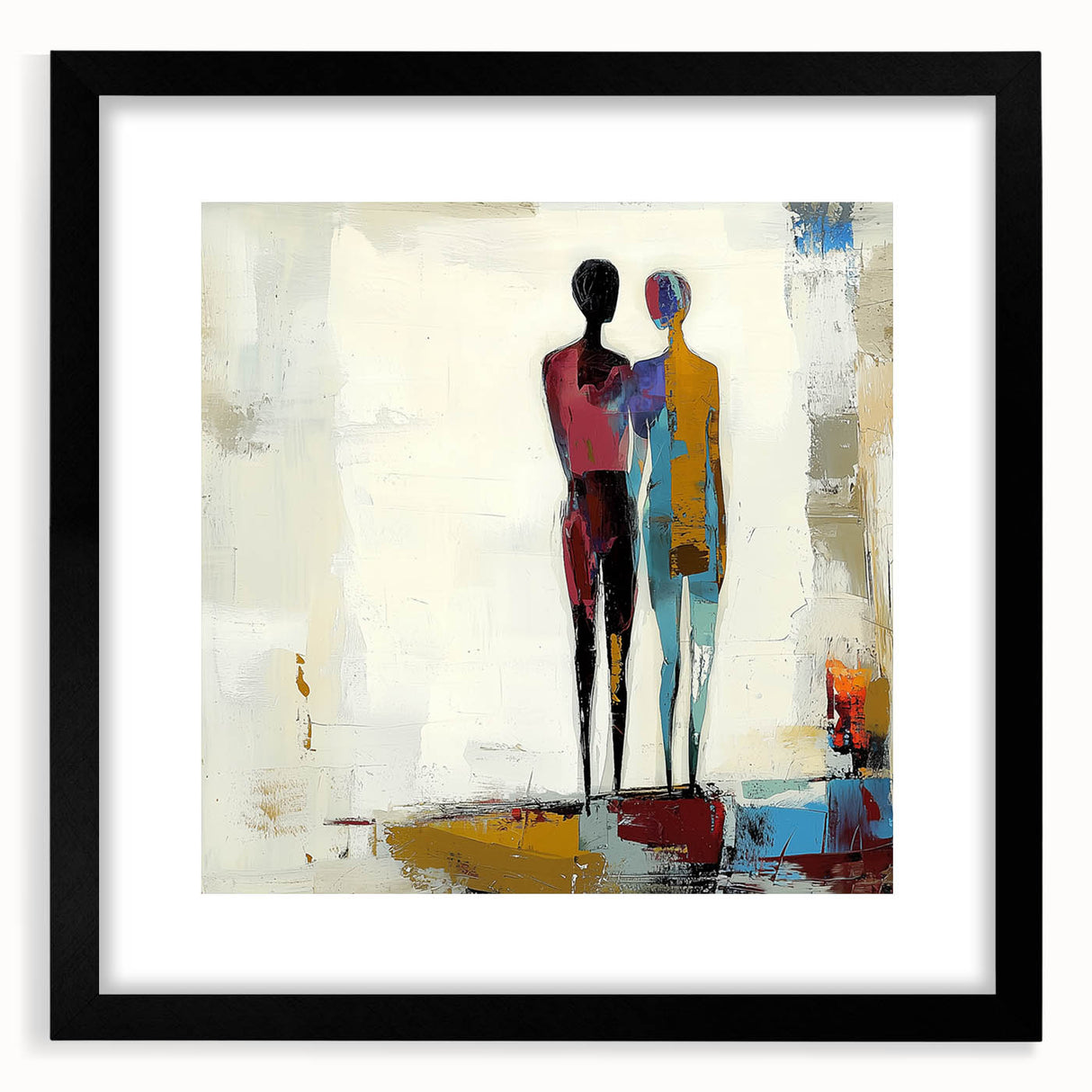 Abstract figurative frame in matte black, showcasing an artistic design with a textured surface, perfect for modern home decor or gallery displays. Ideal for adding a sophisticated touch to any interior space.