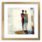 Abstract figurative frame in a gold mat finish, showcasing intricate designs and modern artistic elements, perfect for contemporary home decor.