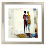 Abstract figurative frame with a silver mat, showcasing an elegant design, perfect for modern decor. Ideal for enhancing living spaces and art collections.