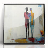 Framed acrylic artwork featuring an abstract figurative design with a black front view, ideal for modern home decor. Perfect for adding a touch of contemporary elegance to any space.