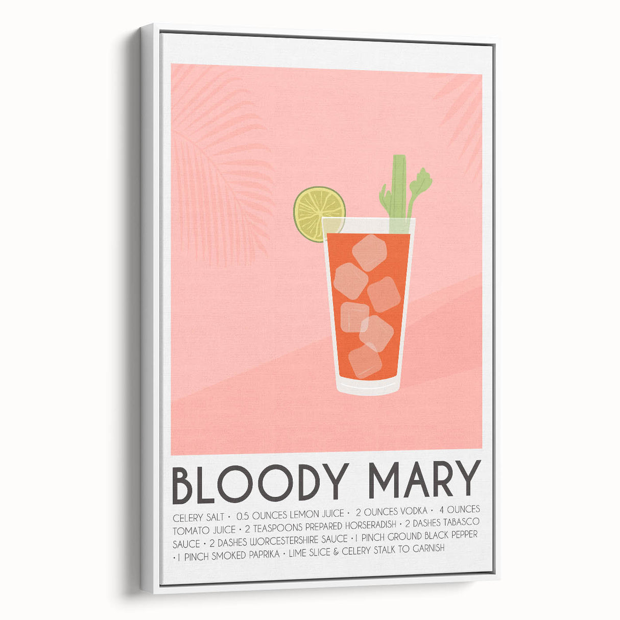 Vintage poster art of assorted beverages in vibrant colors on a large framed canvas, suited for living room decor.