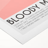 Art deco poster featuring a stylized cocktail glass, in pastel pink and blue shades on a rolled canvas.