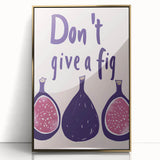 Mid-century modernist large art print of assorted fruits in vibrant colors, framed in gold acrylic.