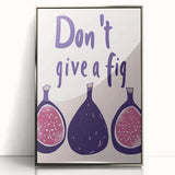 Mid-century modernist art depicting an array of fruits in vibrant colors on a silver-framed acrylic.