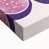 Large art featuring a close-up of assorted fruits in black and white on stretched canvas, suitable for bedroom wall decor.