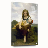 Realism Art Prints - Sister and Brother Portrait by William Bouguereau