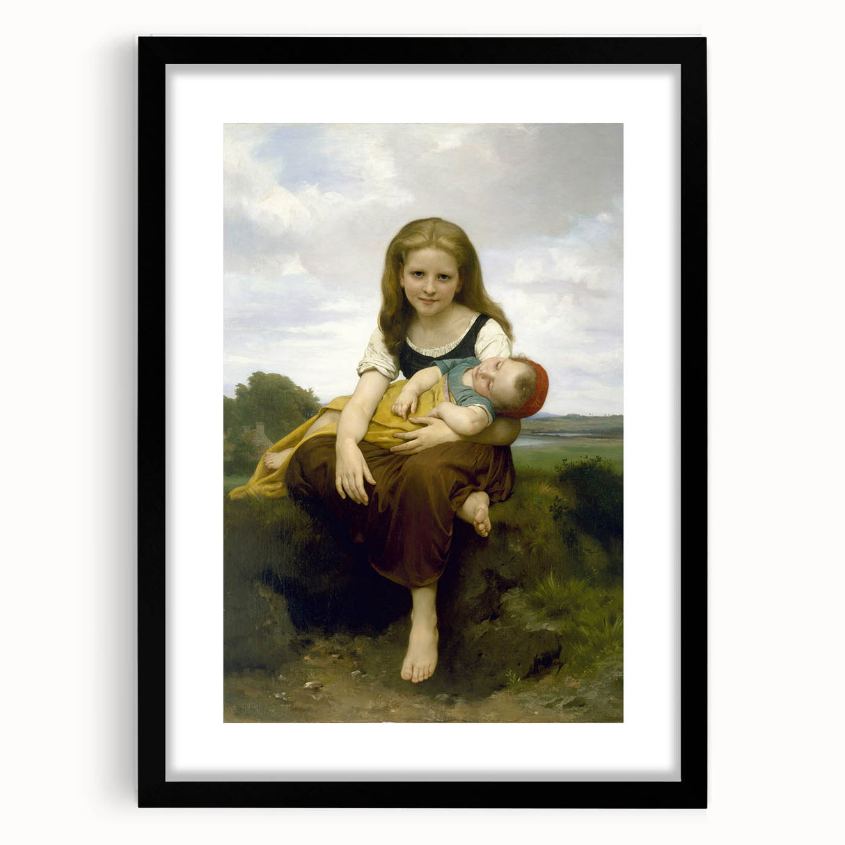 Realism Art Prints - Sister and Brother Portrait by William Bouguereau