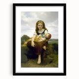 Realism Art Prints - Sister and Brother Portrait by William Bouguereau