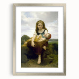 Realism Art Prints - Sister and Brother Portrait by William Bouguereau
