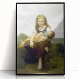 Realism Art Prints - Sister and Brother Portrait by William Bouguereau