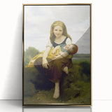 Realism Art Prints - Sister and Brother Portrait by William Bouguereau