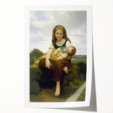 Realism Art Prints - Sister and Brother Portrait by William Bouguereau