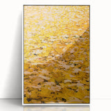 Art Deco poster of a stylized fall scene in warm orange and brown tones, framed acrylic, ideal for nursery wall art.