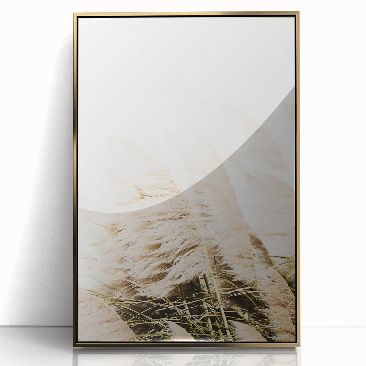 Mid-century modernist summer scene in pastel shades on a large acrylic print, ideal for modern nursery wall art.