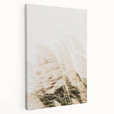 Side view of a large stretched canvas depicting a vibrant, abstract summer theme in bright colors.