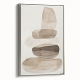 Stacked Stone Wall Art – Minimalist Beige Dining Room Print