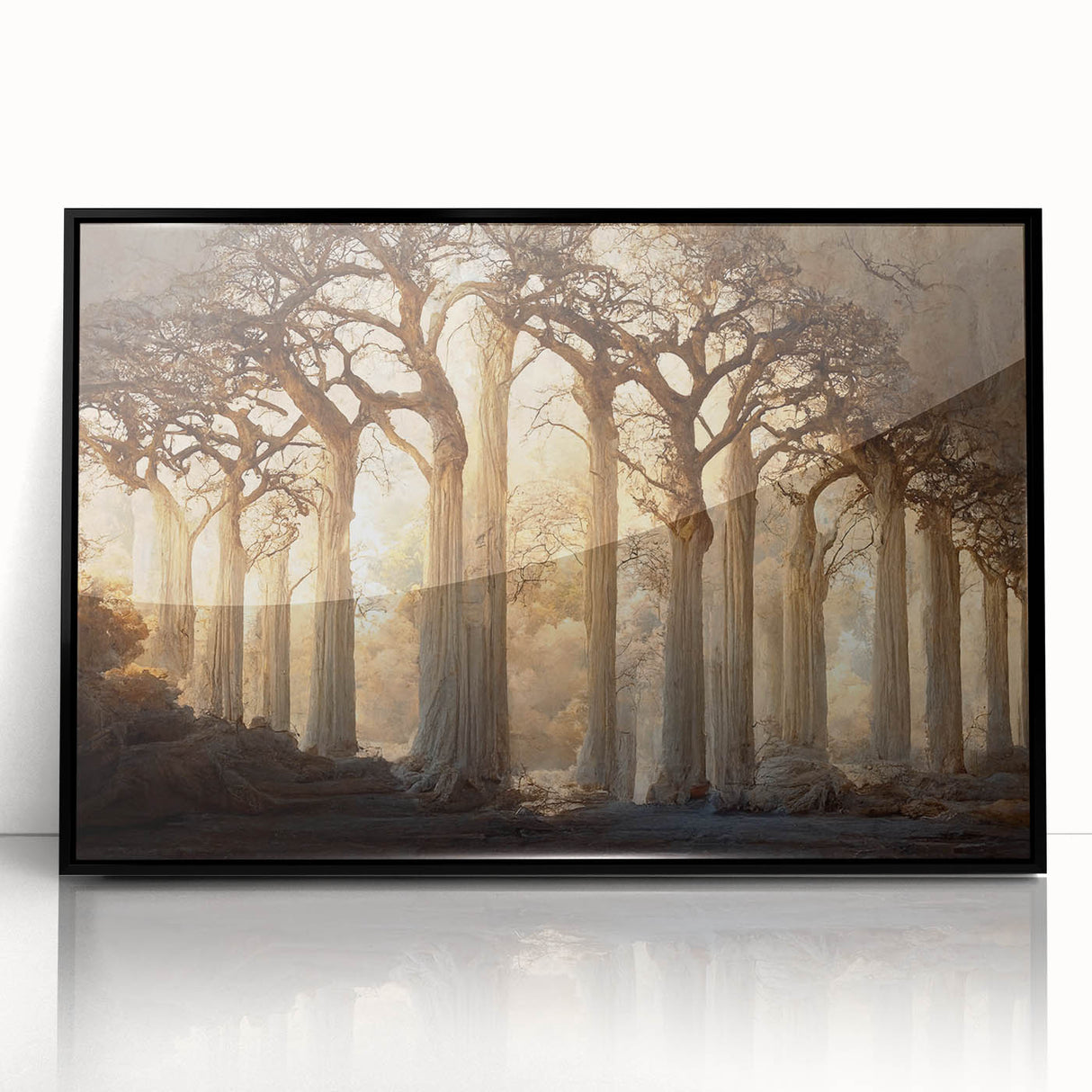 Abstract floral wall art framed in black acrylic, showcasing vibrant colors and intricate details, perfect for modern home decor and artistic expression.