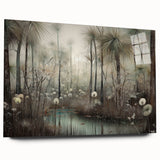 Abstract landscape wall art displayed in a side view, showcasing vibrant colors and intricate details on acrylic glass, highlighting its modern design and artistic appeal.