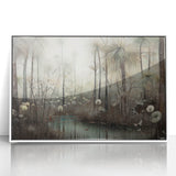 Framed abstract landscape wall art featuring vibrant colors with a white frame, ideal for modern home decor. Adds a contemporary touch to any room.