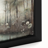 Close-up of a framed abstract landscape wall art piece showcasing vibrant colors and fluid shapes, perfect for modern home decor. Ideal for adding artistic flair to living spaces.