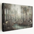 Abstract landscape wall art on stretched canvas, showcasing vibrant colors and dynamic shapes, perfect for modern home decor. Side view highlights depth and texture, ideal for adding artistic flair to living spaces.