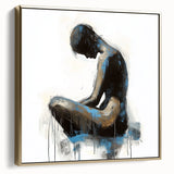 Framed abstract figurative canvas artwork in silver and gold tones, showcasing modern design elements that enhance contemporary decor for stylish interiors.
