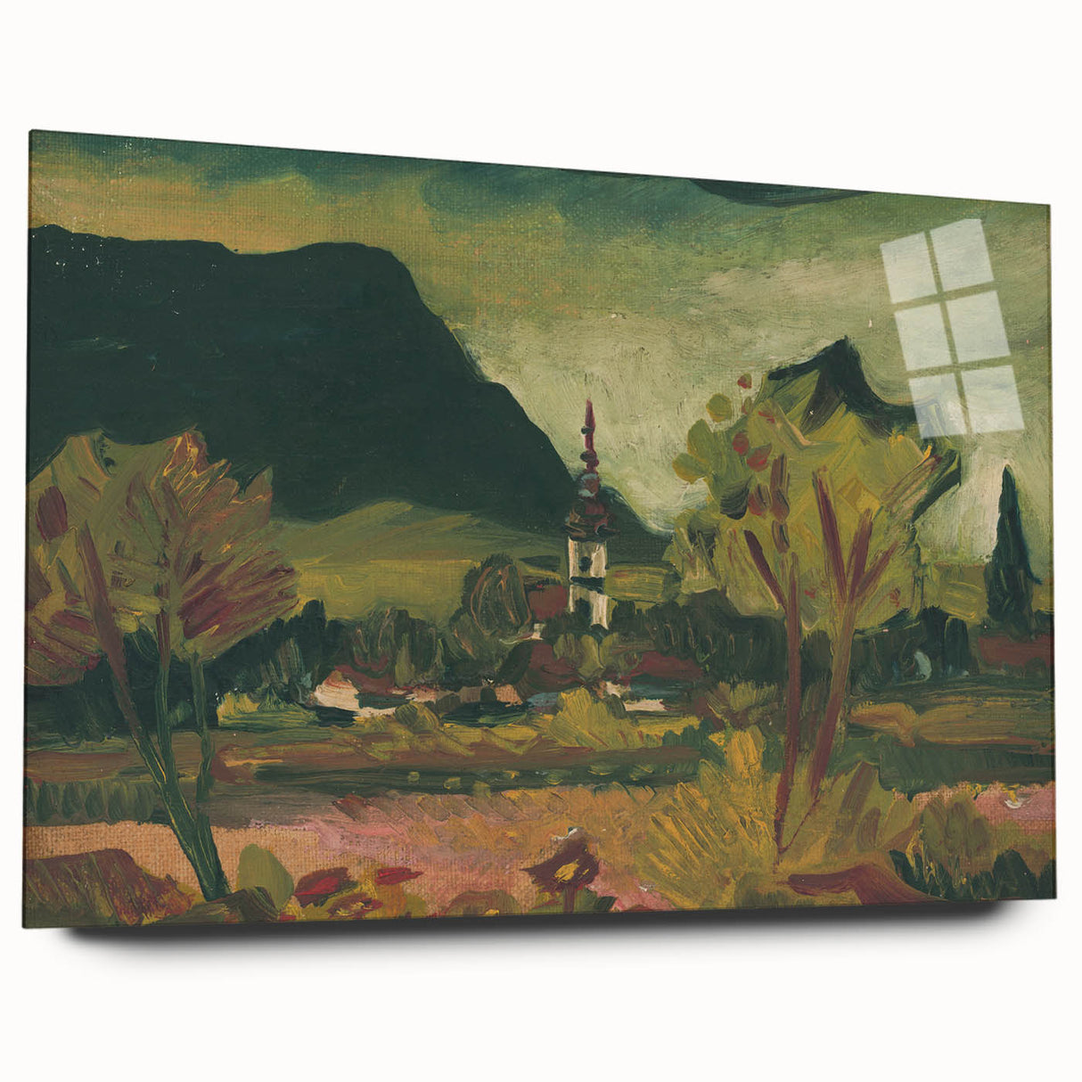Expressionist Landscape with Church - Vibrant Nature-Inspired Wall Art