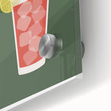 Large abstract wall art in mid-century modernist style, featuring vibrant, multicolored shapes on acrylic glass.