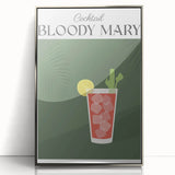 Mid-century modernist art featuring abstract food and drinks in muted colors on a framed acrylic print.