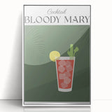 Art deco poster of food and drinks in muted tones on white acrylic, ideal for modern kitchen wall decor.